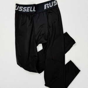 Russell Black Athletic Leggings Boys Lg 10/12 Boy Athletic Compression Large